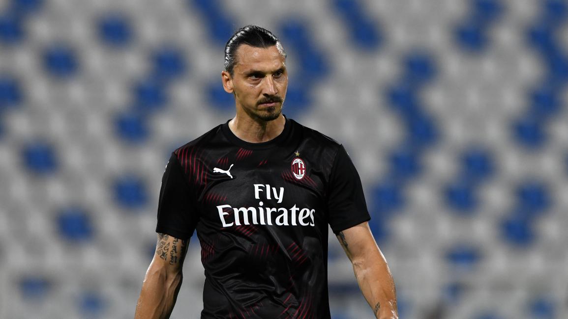 ditorial	FERRARA, ITALY - JULY 01: Zlatan Ibrahimovic of AC Milan against an empty stand with Covid-19 restrictions still in place during the Serie A match between SPAL and AC Milan at Stadio Paolo Mazza on July 1, 2020 in Ferrara, Italy. (Photo by Chris Ricco/Getty Images)