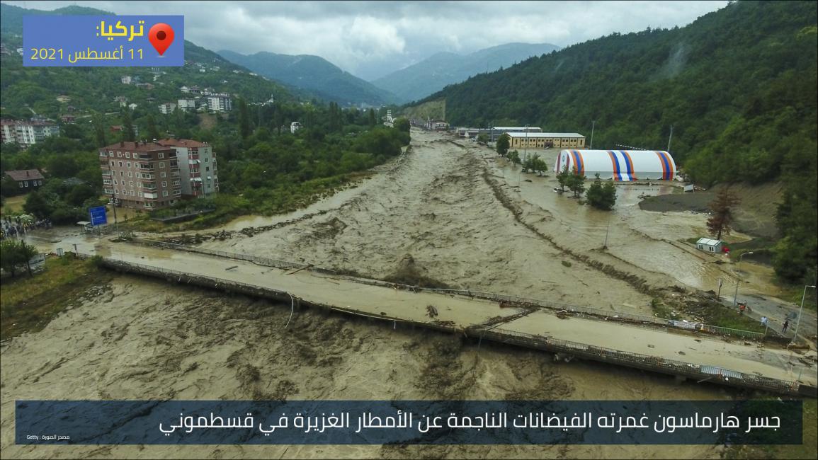 جسر هارماسون غمرته الفيضانات الناجمة عن الأمطار الغزيرة في قسطموني