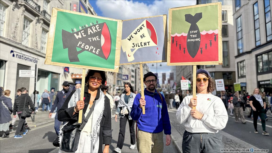 مئات الآلاف يتظاهرون في لندن تضامناً مع فلسطين في ذكرى الحرب على غزة