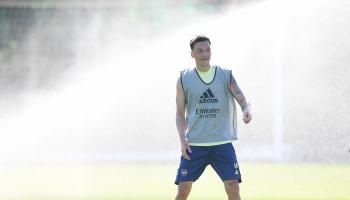 ST ALBANS, ENGLAND - JUNE 24: Mesut Ozil of Arsenal during a training session at London Colney on June 24, 2020 in St Albans, England. (Photo by Stuart MacFarlane/Arsenal FC via Getty Images)