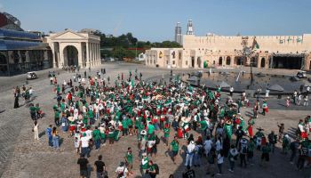 يتربع الجناح الثقافي الإكوادوري أمام المبنى بـ41 نافذة ترويجية (العربي الجديد)