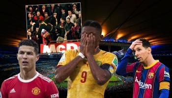 NATAL, BRAZIL - JUNE 13: Samuel Eto'o of Cameroon reacts after a missed chance during the 2014 FIFA World Cup Brazil Group A match between Mexico and Cameroon at Estadio das Dunas on June 13, 2014 in Natal, Brazil. (Photo by Clive Rose/Getty Images)