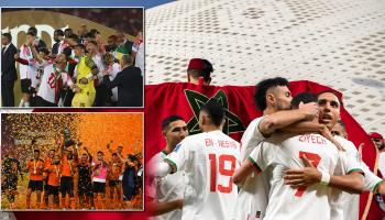 DOHA, QATAR - November, 27: Morocco fans gather outside the stadium ahead of the FIFA World Cup Qatar 2022 Group F match between Belgium (0) and Morocco (2) at Al Thumama Stadium on November 27, 2022 in Doha, Qatar. (Photo by Simon Bruty/Anychance/Getty Images)