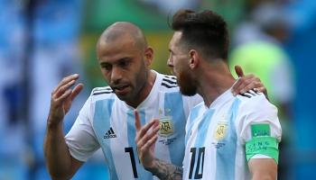 ميسي وماسكيرانو في ملعب كازان أرينا في كازان في 30 يونيو 2018 (رومان كروشينين / Getty)